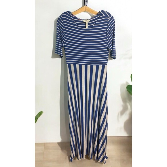 Matilda Jane Maxi Dress Small Blue White Stripe The Road Ahead Modest Casual - Picture 1 of 3